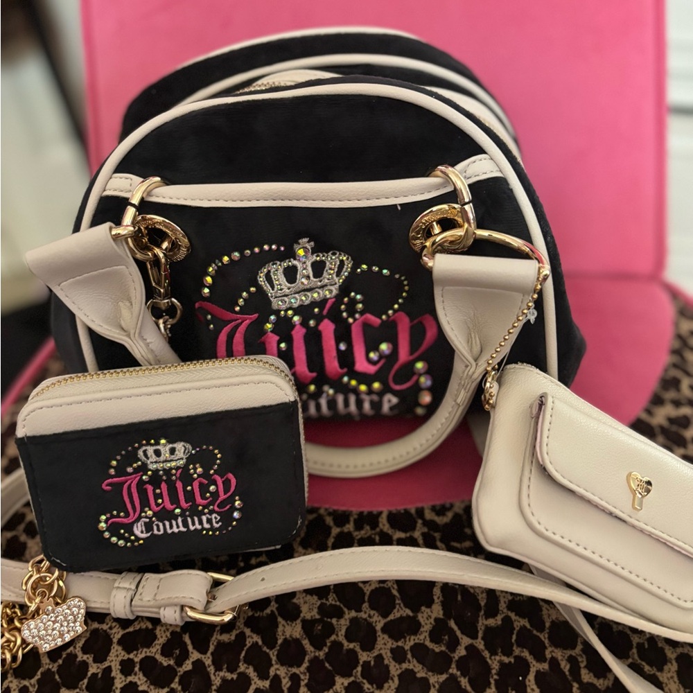 Juicy Couture Black and Cream Handbag Trio